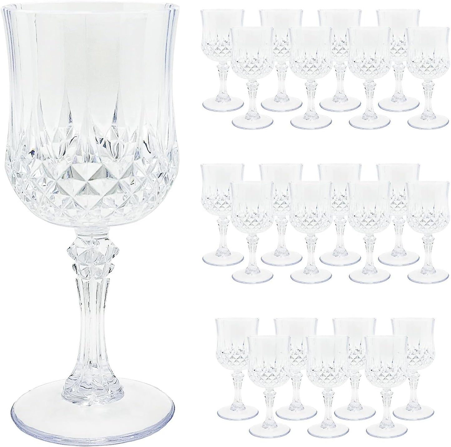 24 PCS Clear Reusable Plastic Wine Glasses for Any Occasion