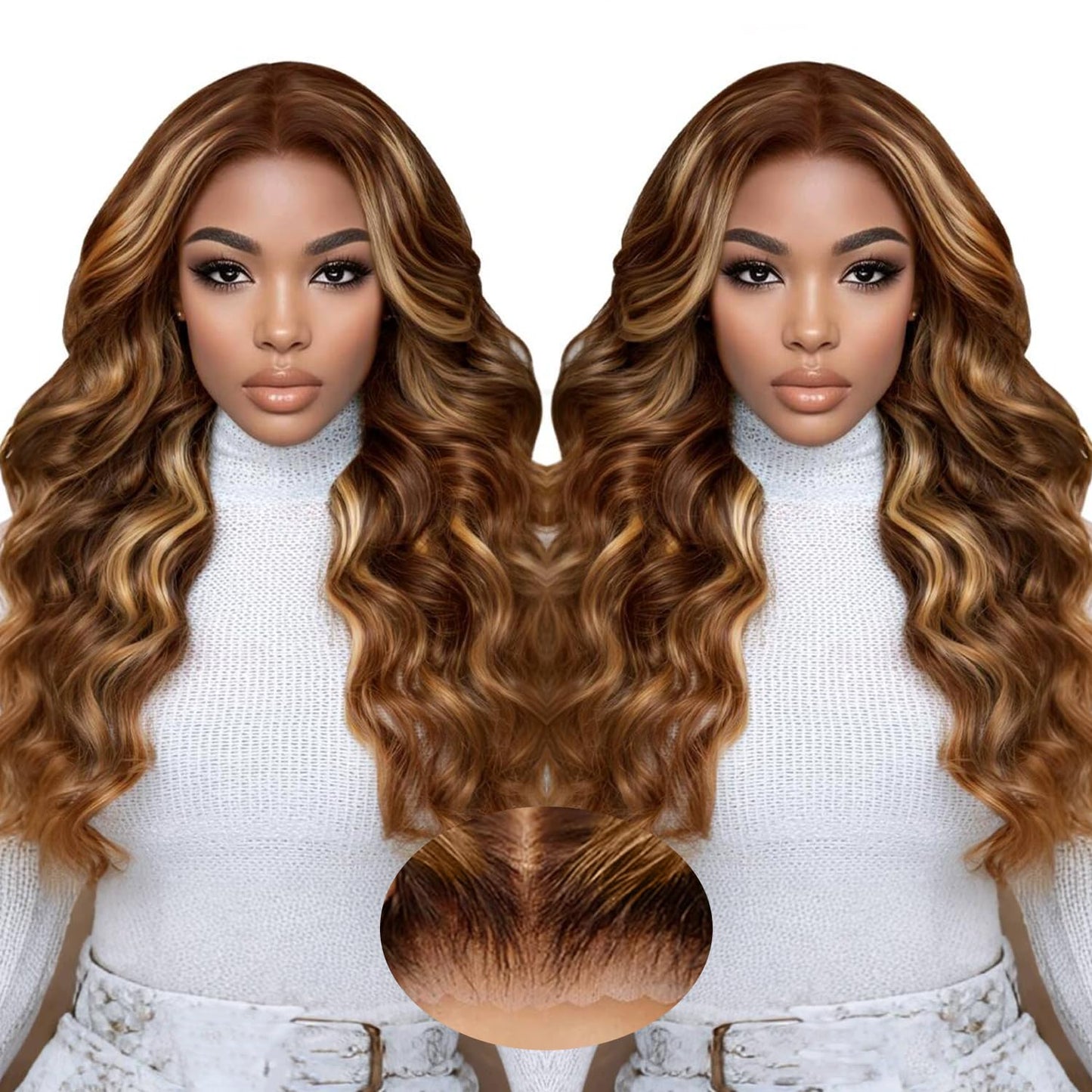 Blonde Glueless Wigs Human Hair 20 Inch Ombre Lace Front Wig