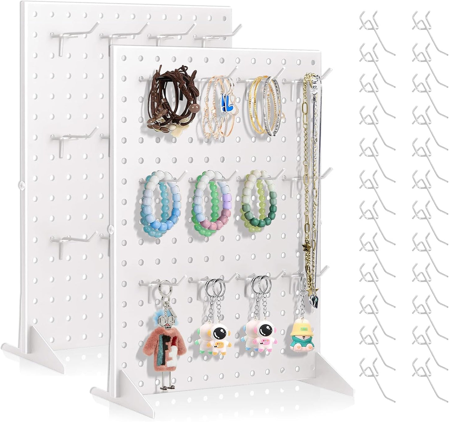 2 Pack Peg Board Display Stand for Vendors with 24 Hooks