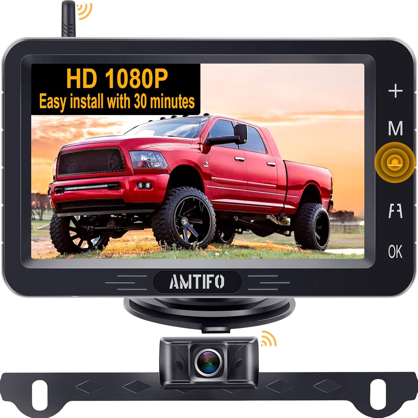Wireless Backup Camera with 5 Inch Split Screen for Trucks