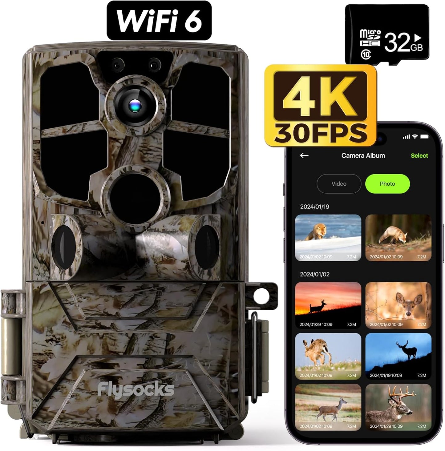4K Trail Cam: Fast Trigger, Night Vision, IP66 Waterproof