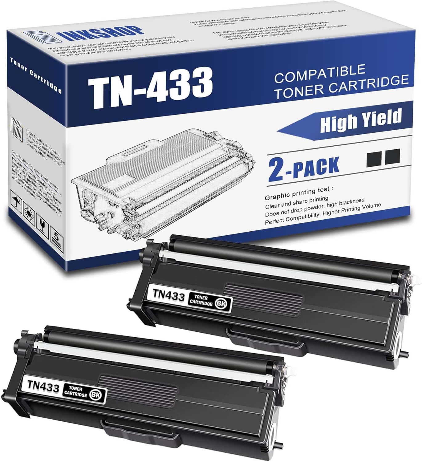 TN-433BK Compatible Toner Cartridge by INKSHOP - 2 Pack