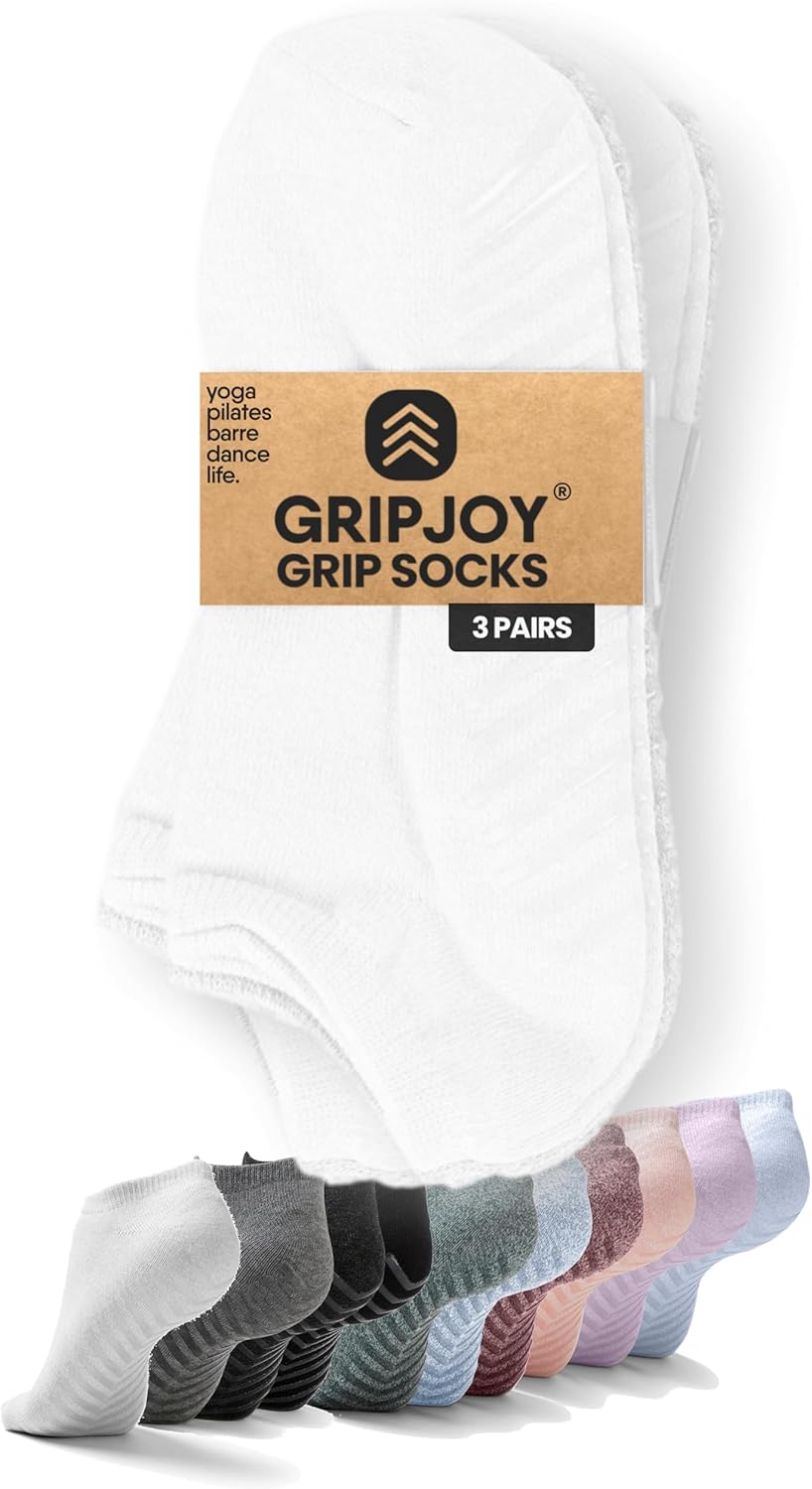 Non Slip Yoga Grip Socks - 3 Pairs by Gripjoy
