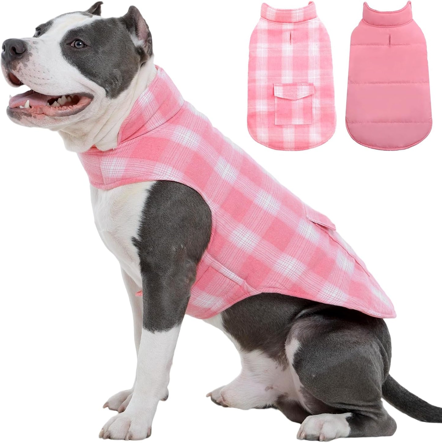 Reversible Dog Jacket for Medium & Large Dogs by Kuoser