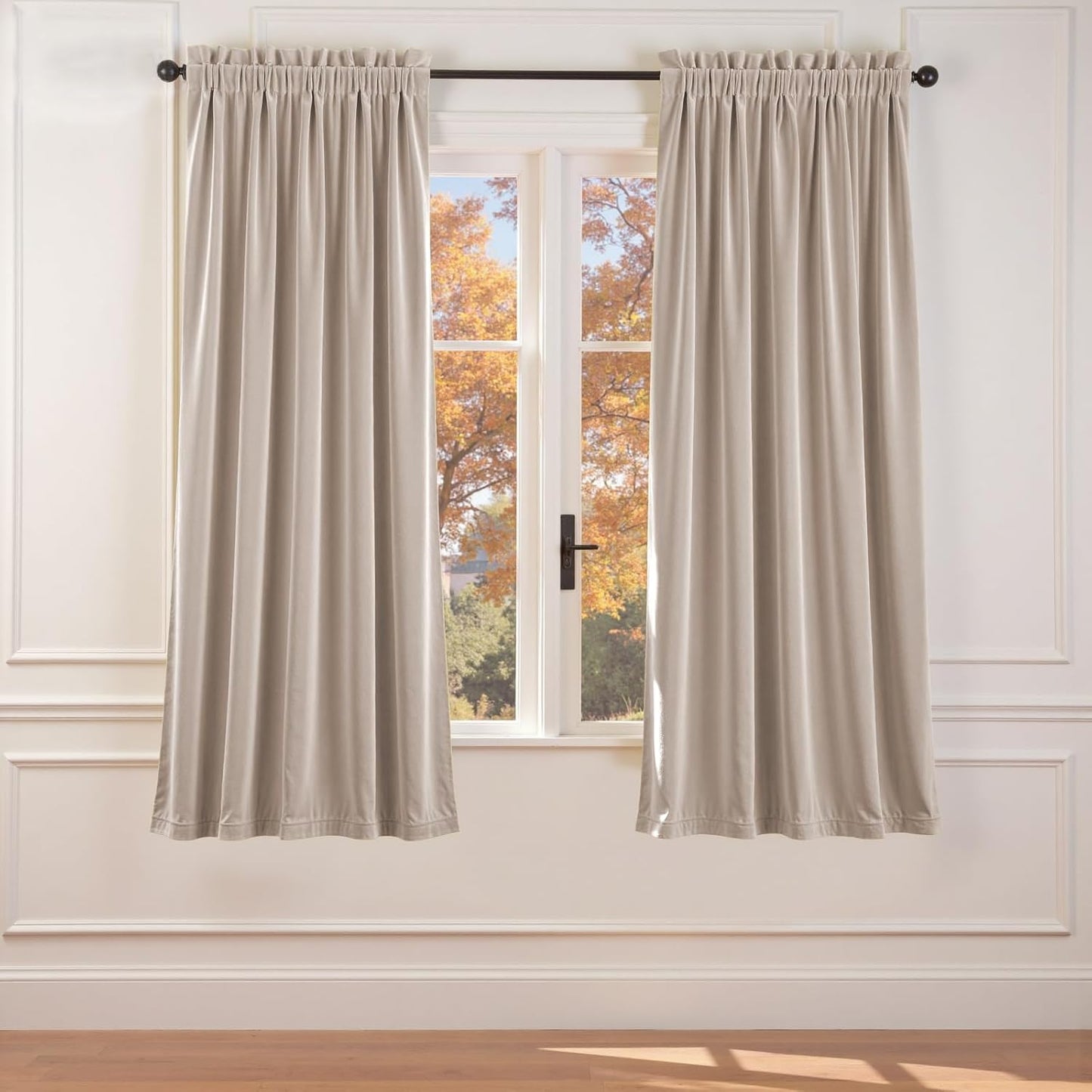 Lazzzy Oatmeal Velvet Curtains for Room Darkening and Insulation