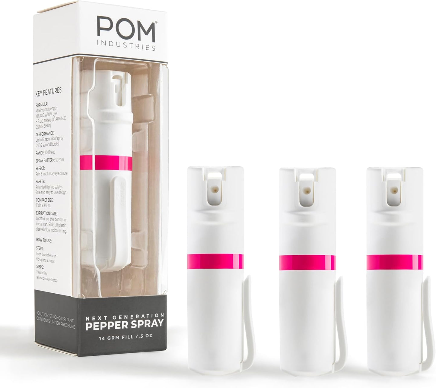 POM Pepper Spray Pocket Clip - Maximum Strength Self Defense