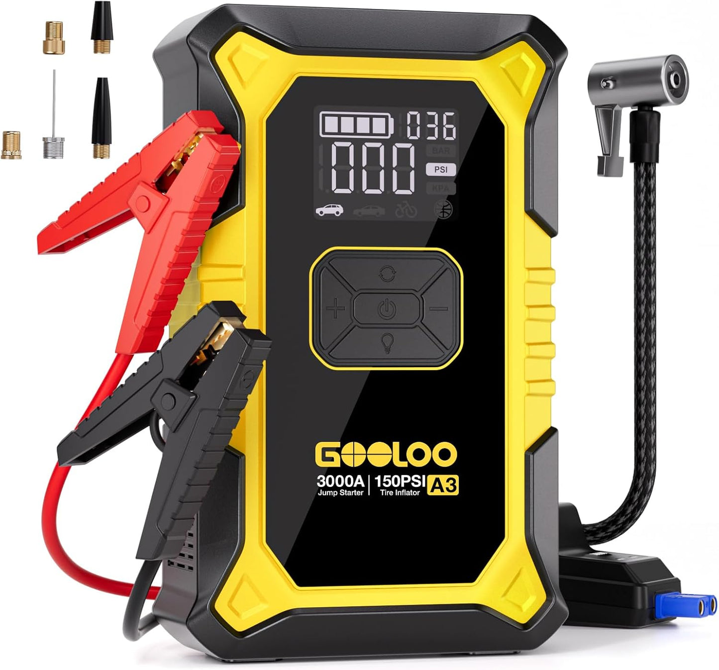 GOOLOO A3 Jump Starter: 3000A Power & Air Compressor