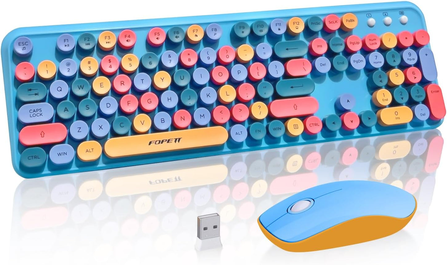 Dropout-Free 2.4GHz Wireless Typewriter Combo - Blue