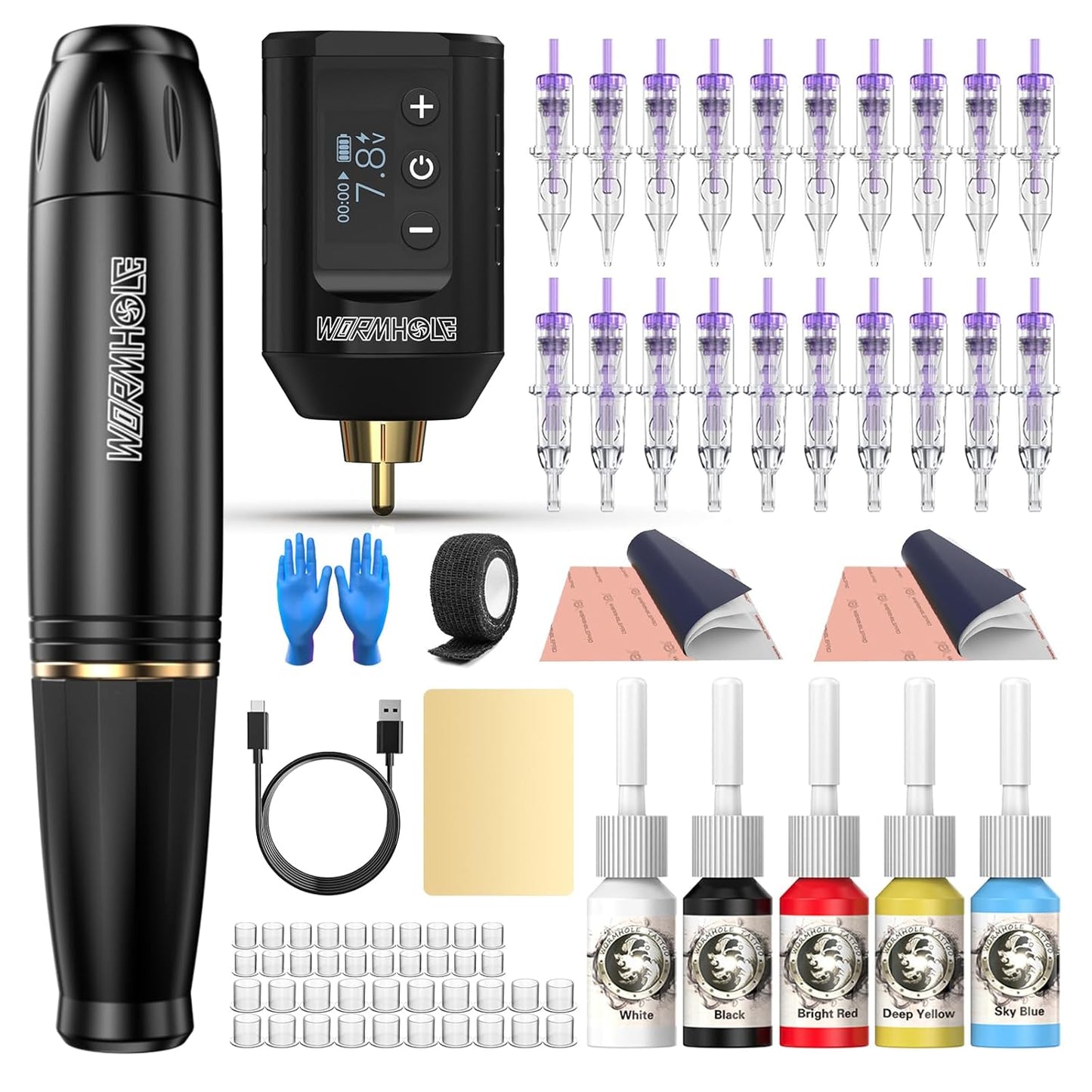 Wormhole Wireless Tattoo Kit with LED Display for Professionals