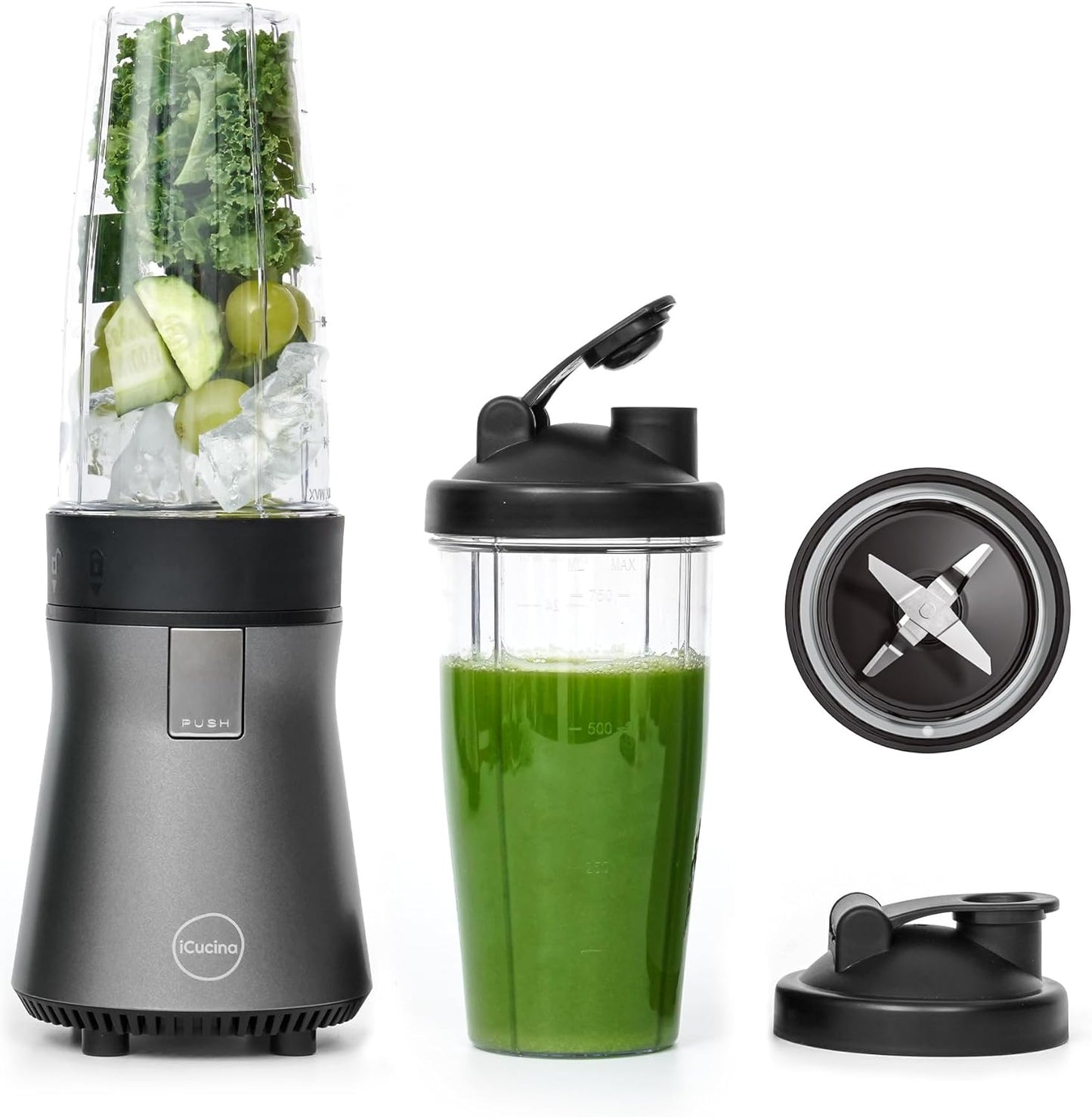 500W iCucina Personal Blender with To-Go Cups