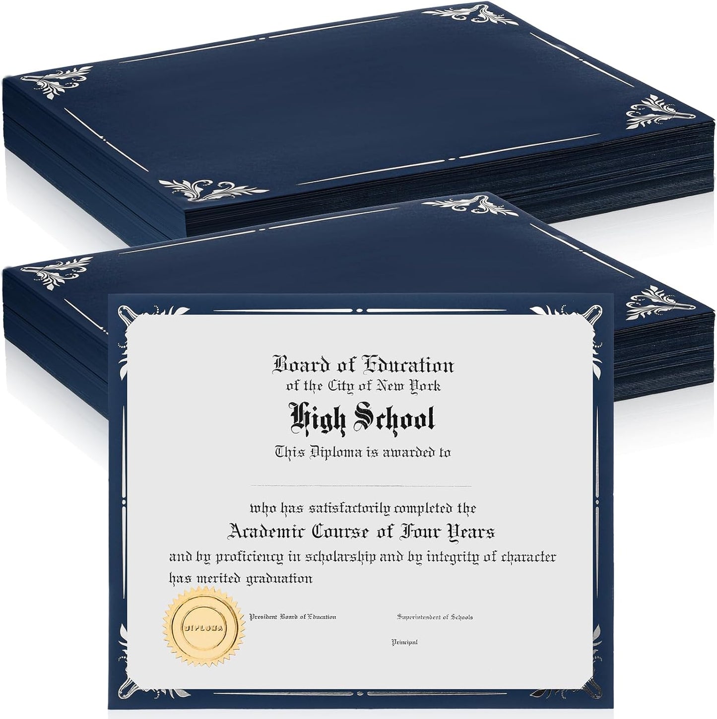 100 Pcs Certificate Holder with Silver Foil Border for Awards