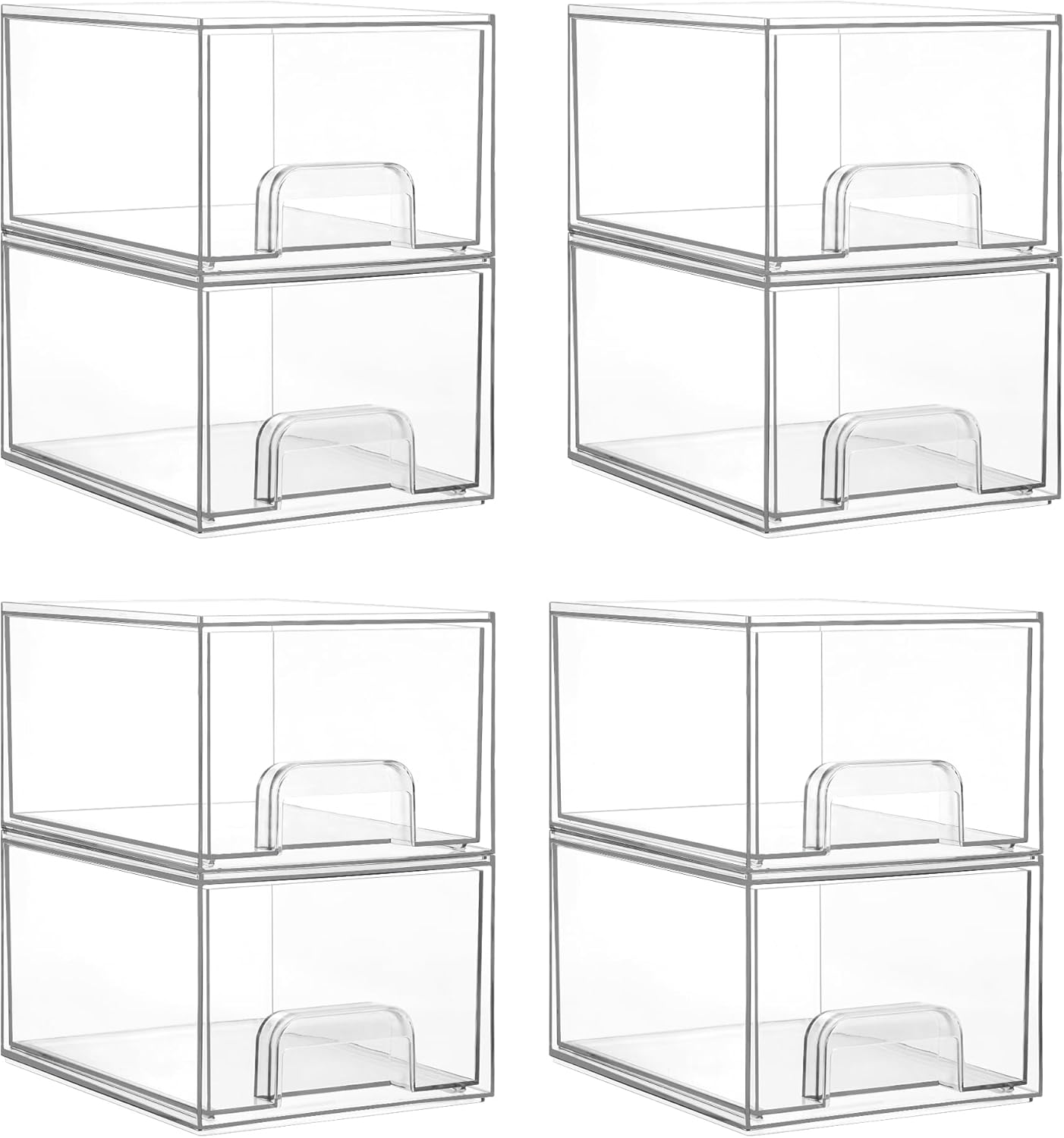 Vtopmart 8 Pack Clear Small Stackable Storage Drawers for Home