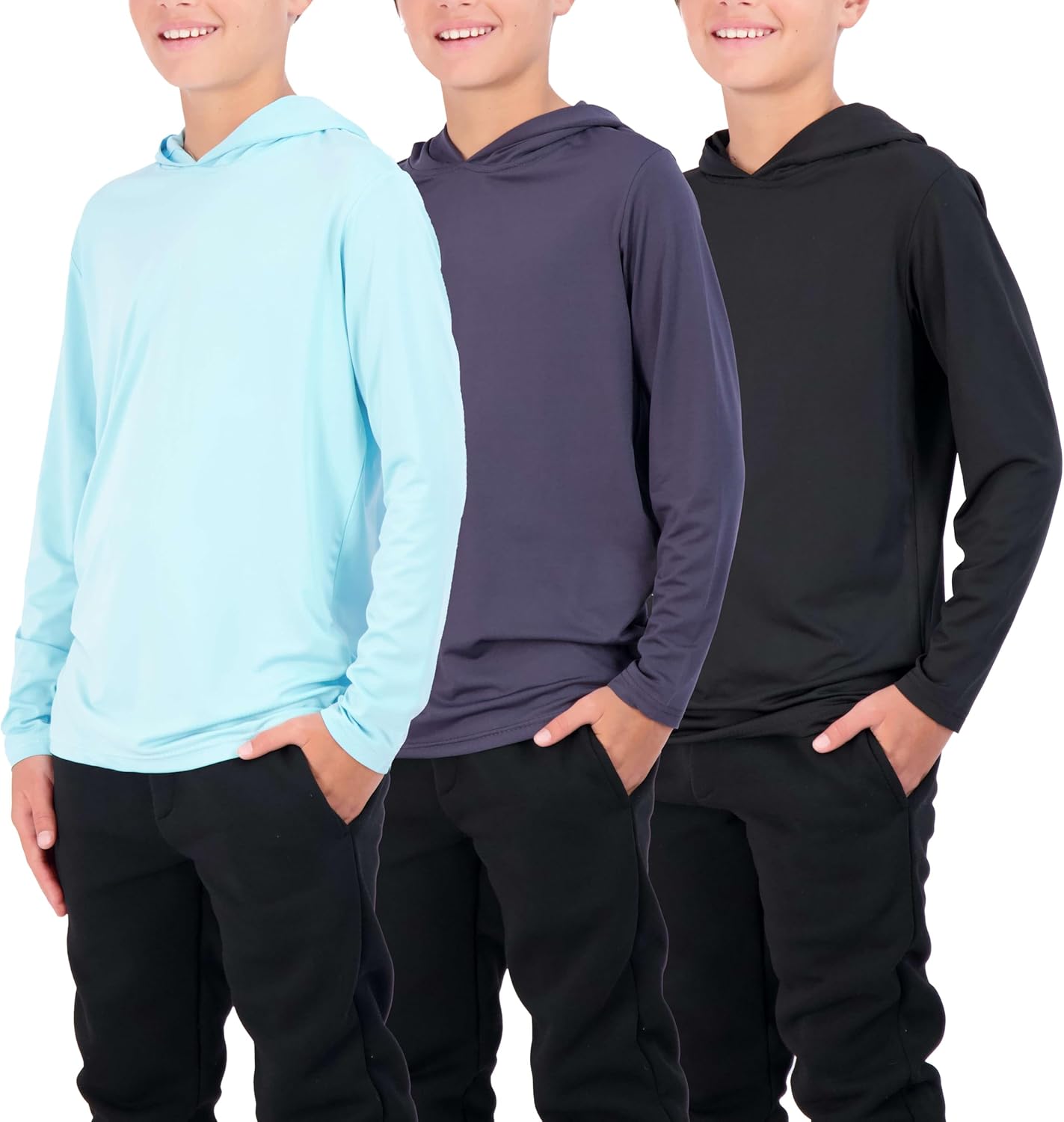 Real Essentials 3 Pack Youth Boys Active Long Sleeve Hoodies