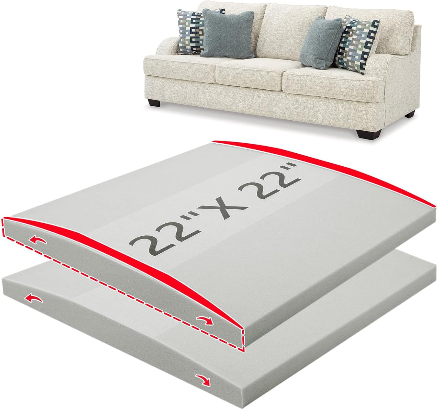 HAVARGO Couch Cushion Support for Sagging Cushions 22X22X2.4 in