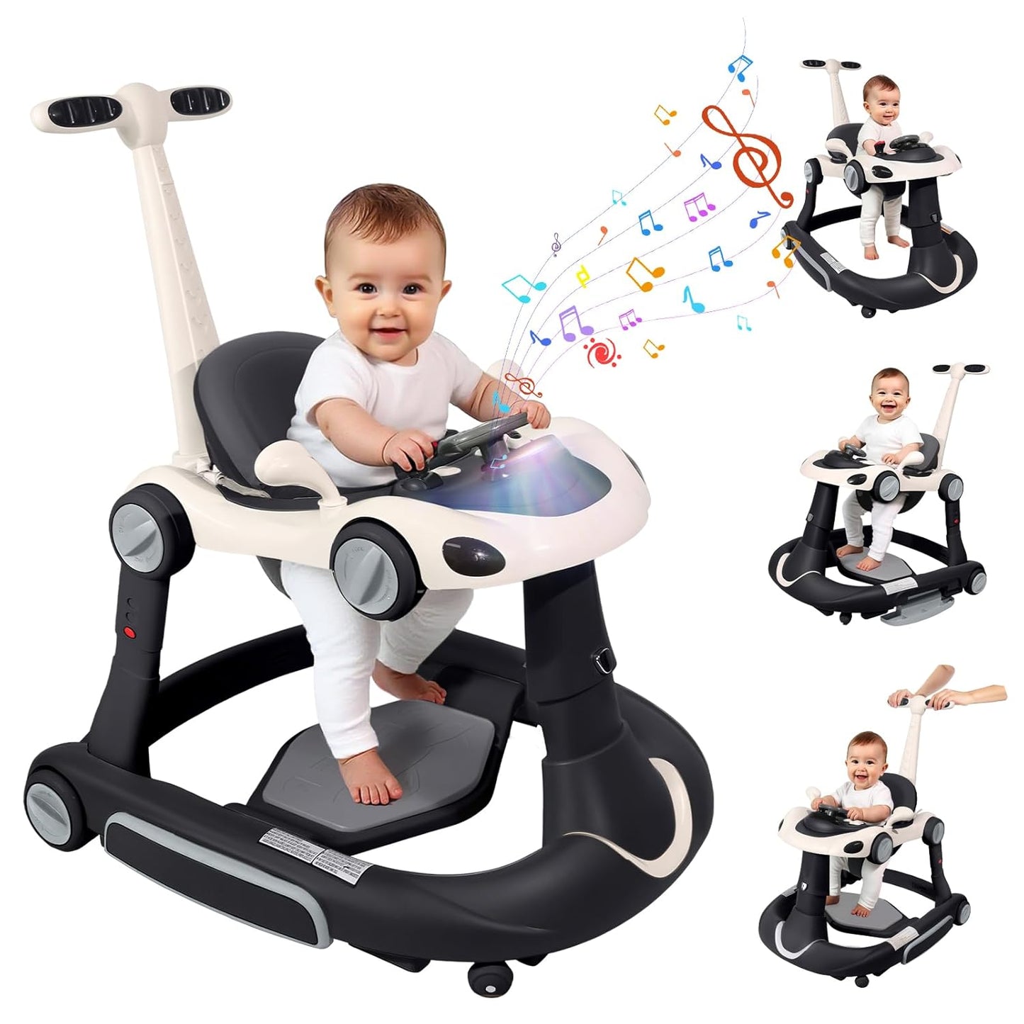 4-in-1 Baby Walker with Wheels for Boys and Girls, Adjustable