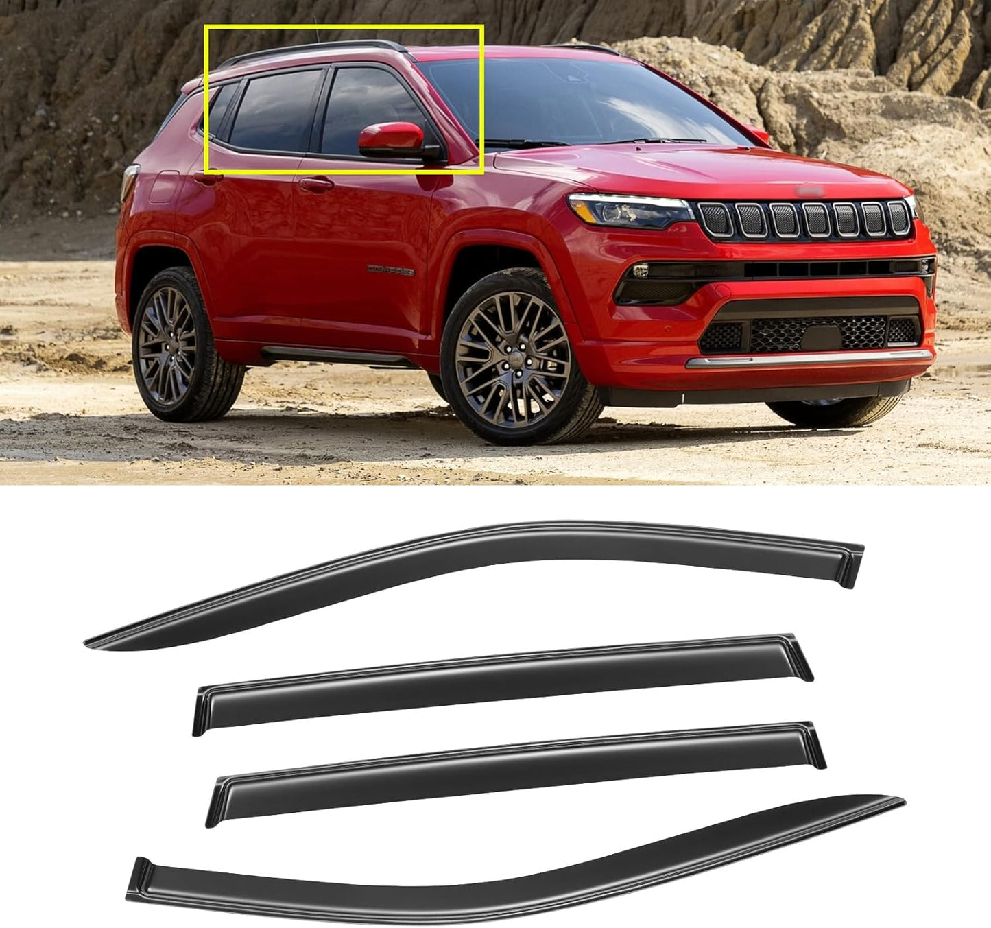 Window Visor for Jeep Compass 2017-2025 - Durable Rain Guards