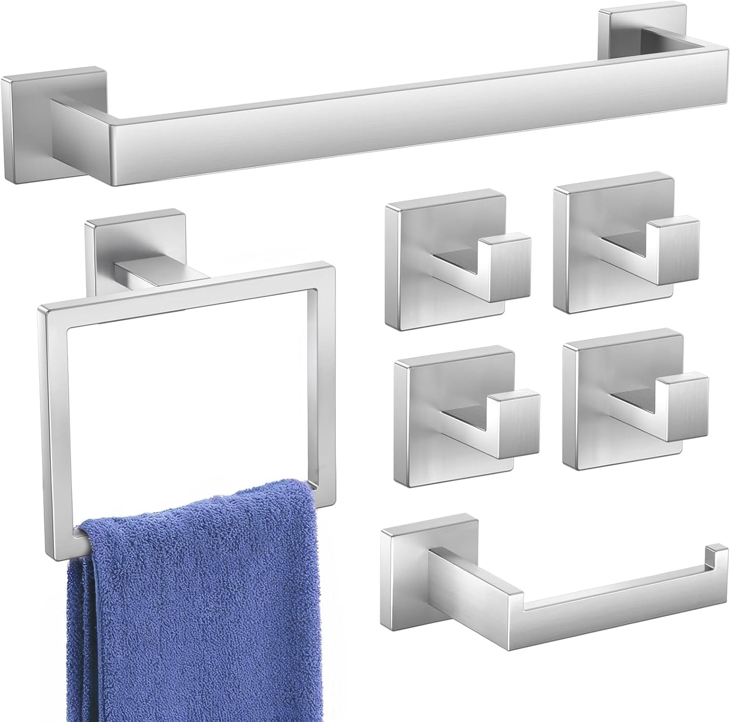 7-Piece Brushed Nickel Bathroom Accessory Set for Modern Homes