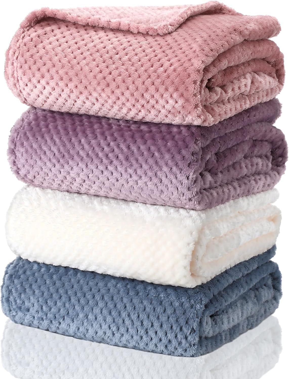 4 Pcs Flanne Fleece Throw Blanket Set for Cozy Winter Nights