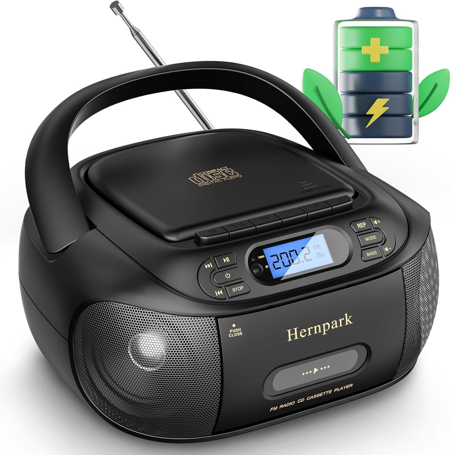 CD Cassette Player Combo with Bluetooth 5.1 and Super Bass