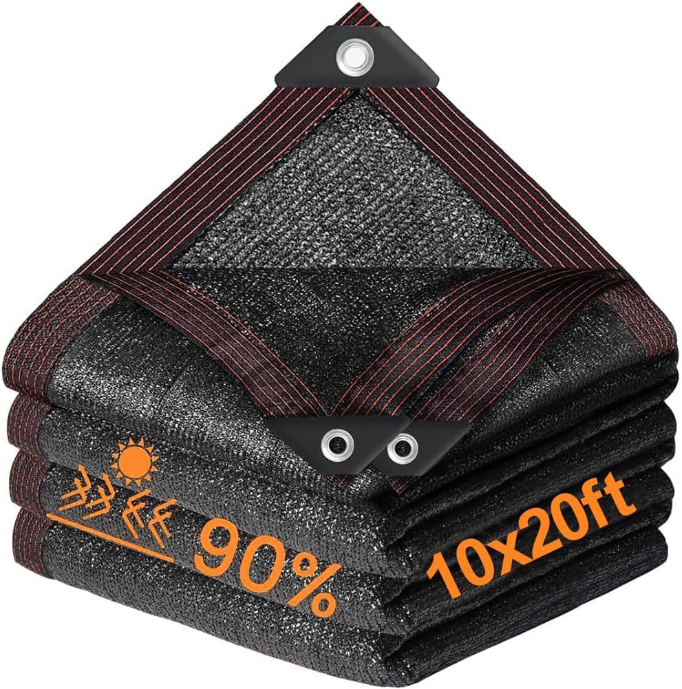 90% Shade Cloth for Garden 10 x 20 FT Outdoor Sun Cover