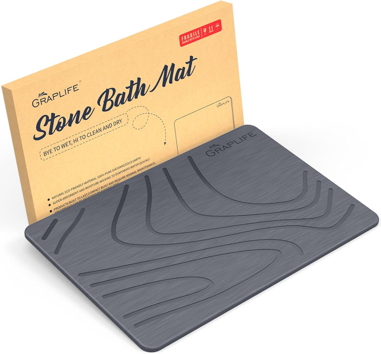 Diatomaceous Earth Shower Mat - Super Absorbent Non-Slip Design