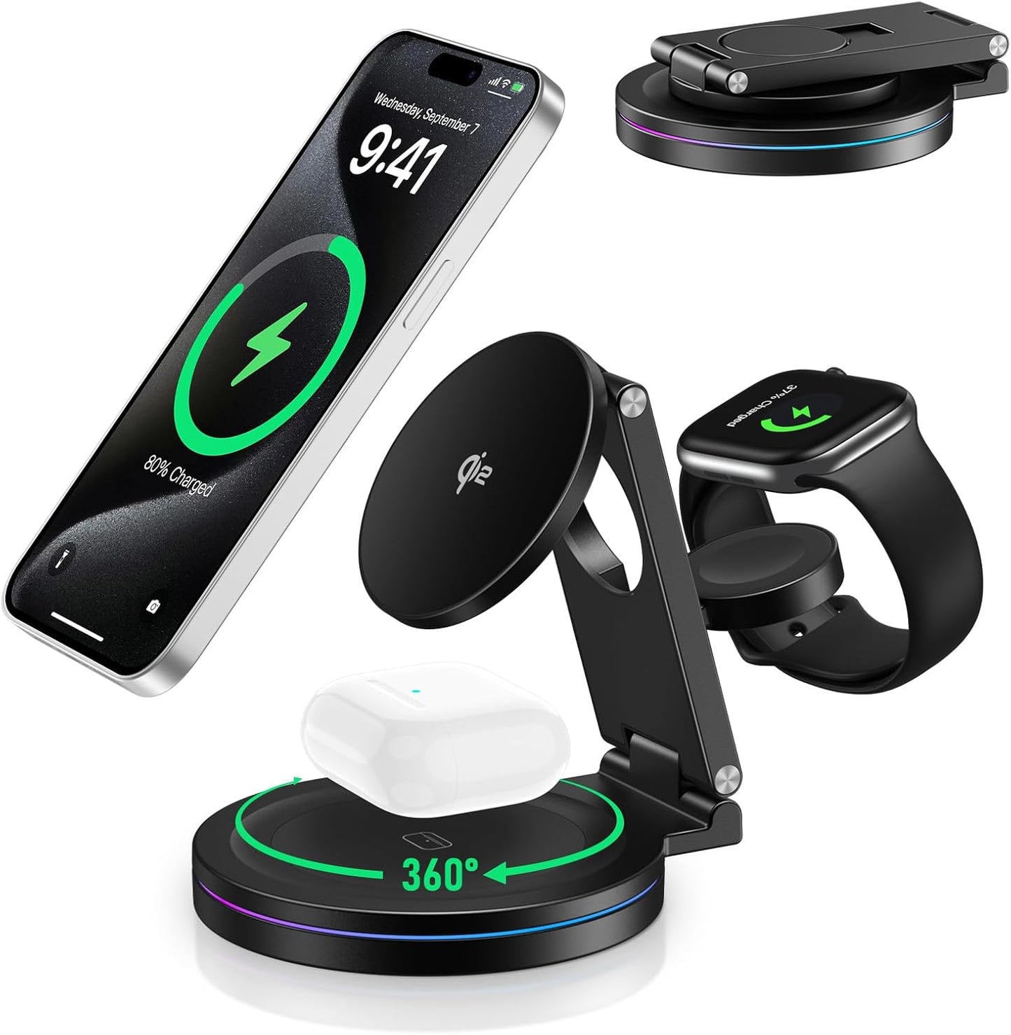 SDPRYXGS 2025 Upgraded Qi2 3-in-1 Magnetic Charging Station