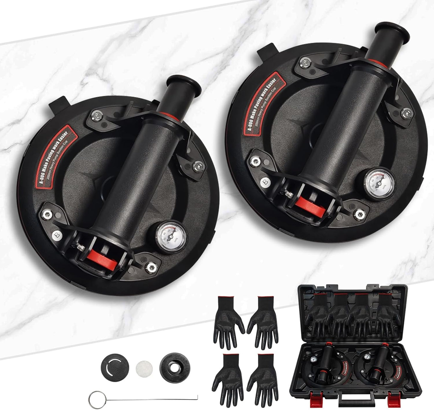 Heavy Duty Glass Suction Cups with Pressure Gauge for Lifting