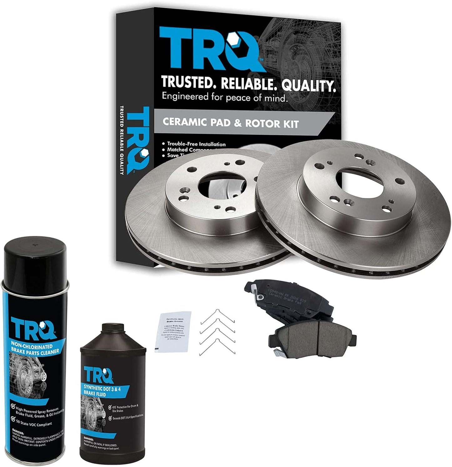 TRQ Front Brake Pad & Rotor Kit for Acura RSX and Honda Civic