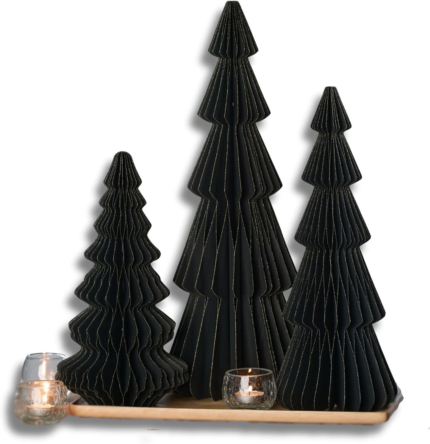 Your Heart's Content Set of 3 Black Winter Honeycomb Trees