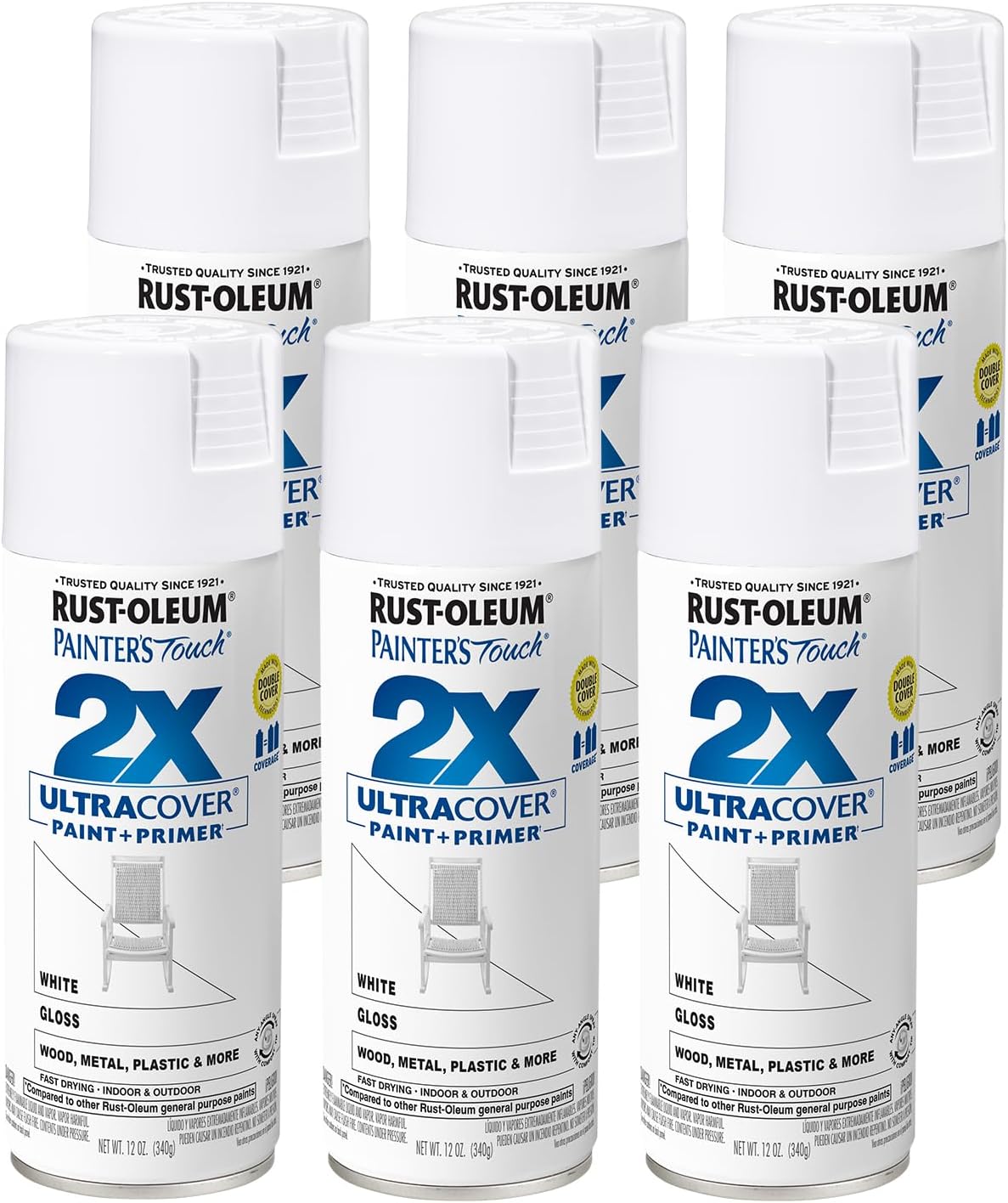 Rust-Oleum Painter's Touch 2X Ultra Cover Spray Paint, Gloss White