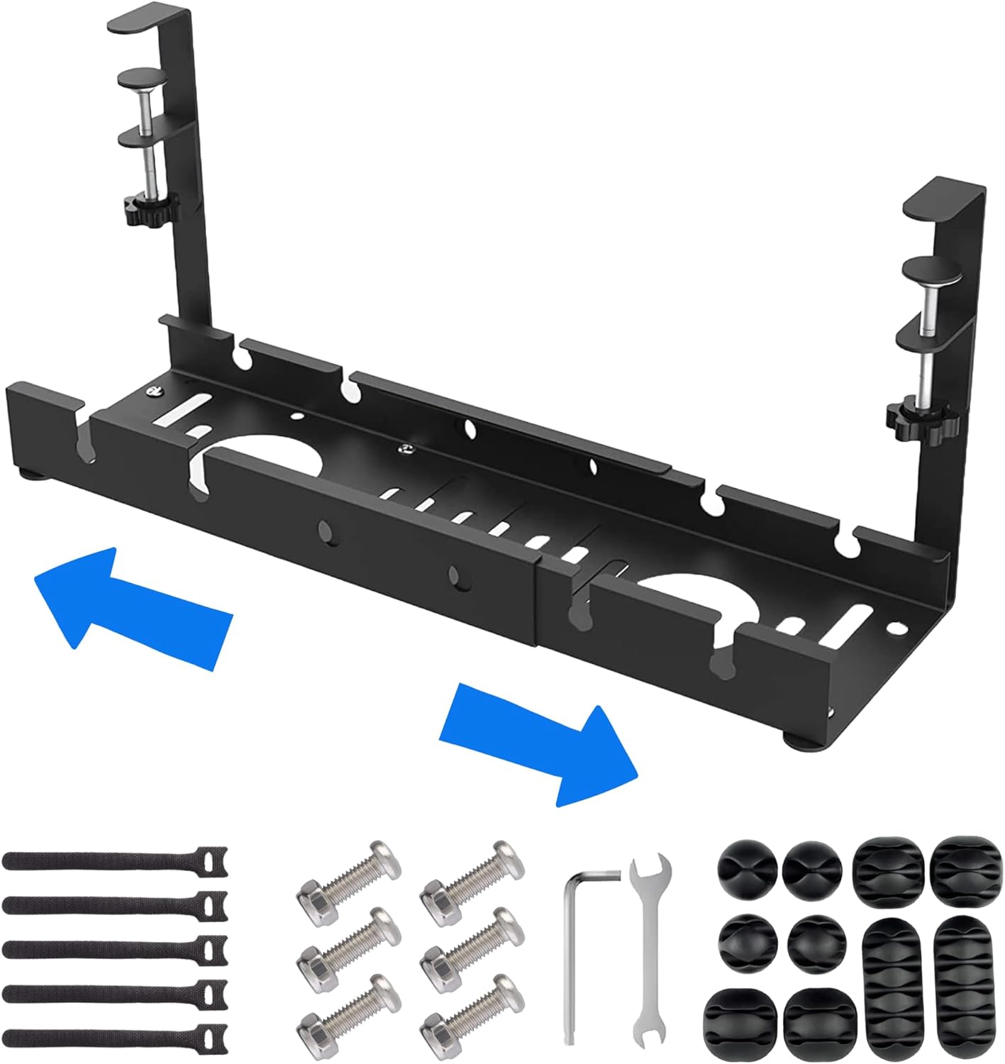 Space-Saving Cable Management Tray | Under Desk Cord Organizer | Clamp Mount | Home Korner