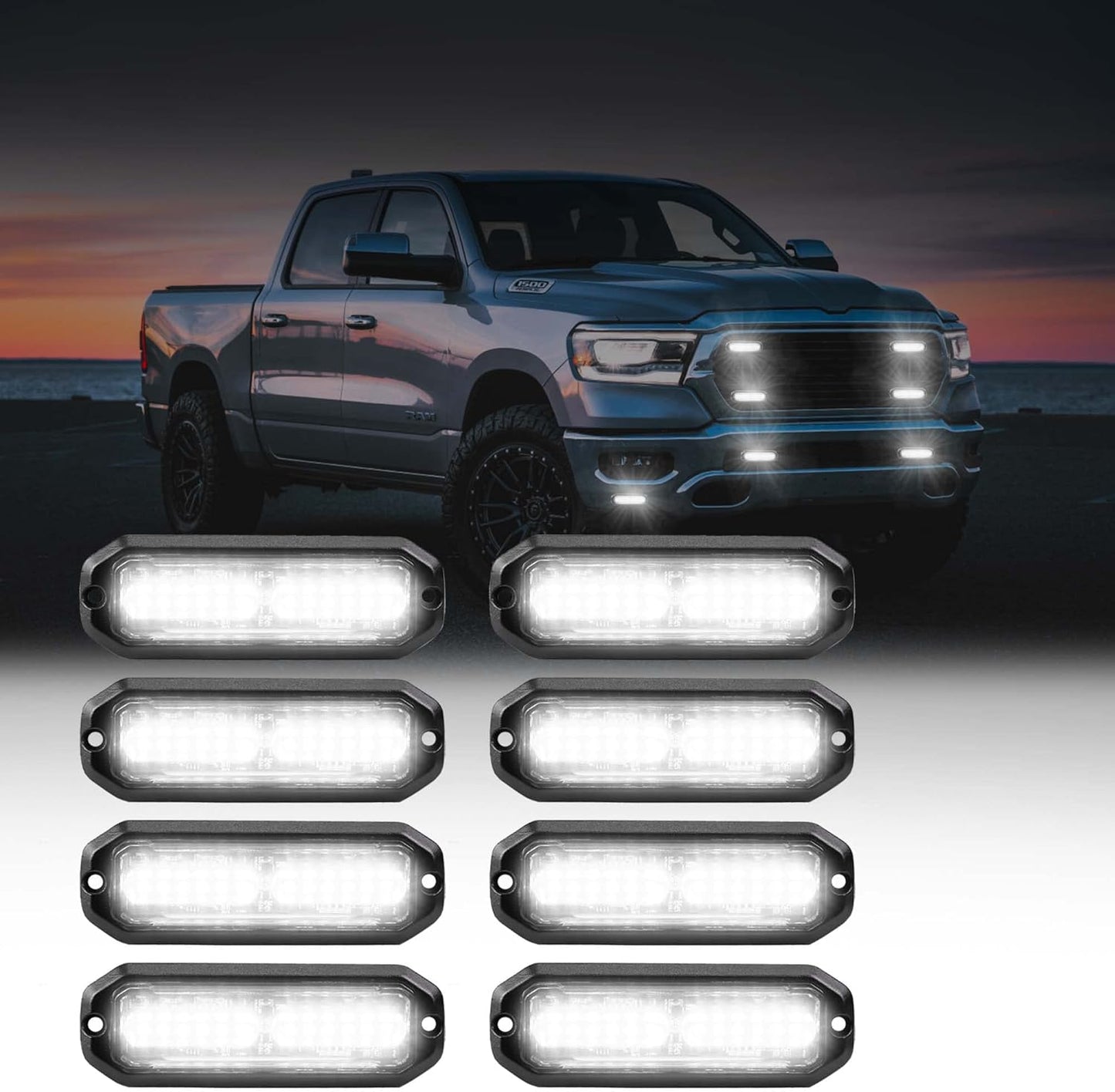 Ultra Slim 12-LED Surface Mount Grille Flash Strobe Lights