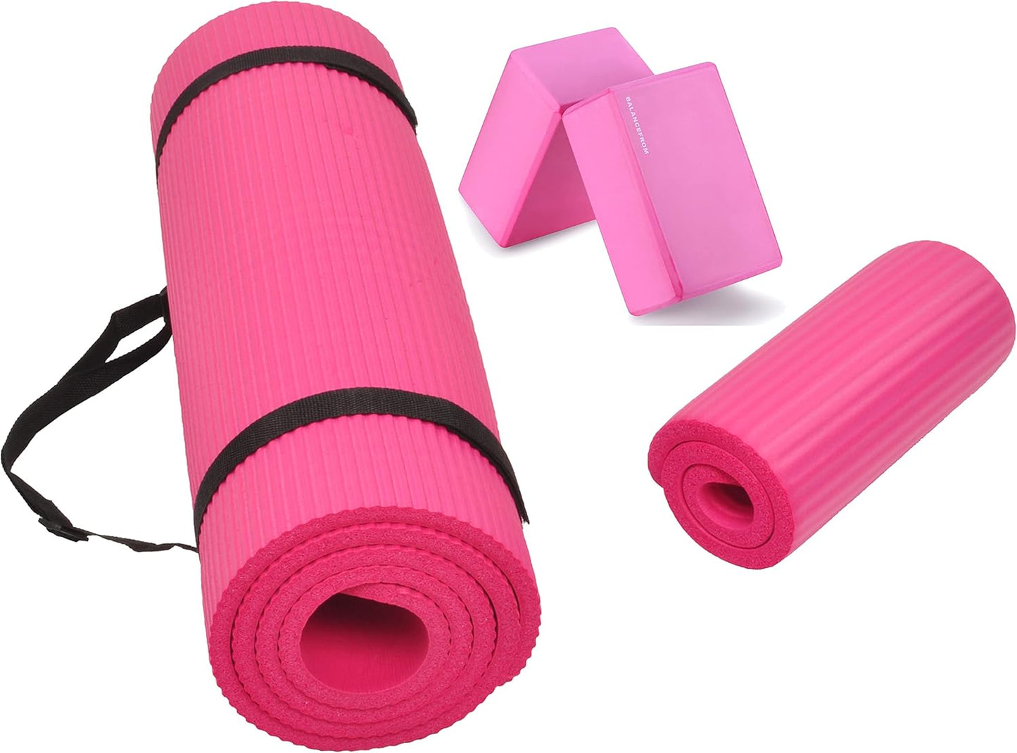 Extra Thick Yoga Mat with Knee Pad & Strap
