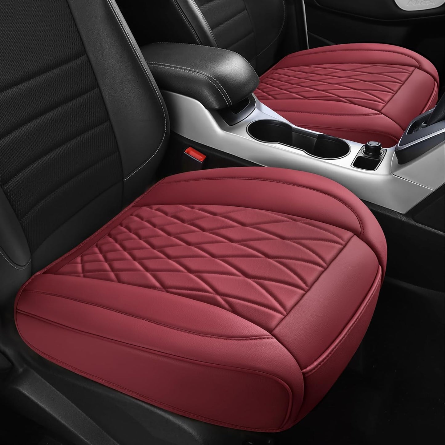 CAR PASS Burgundy Leather Front Seat Covers for Ultimate Comfort