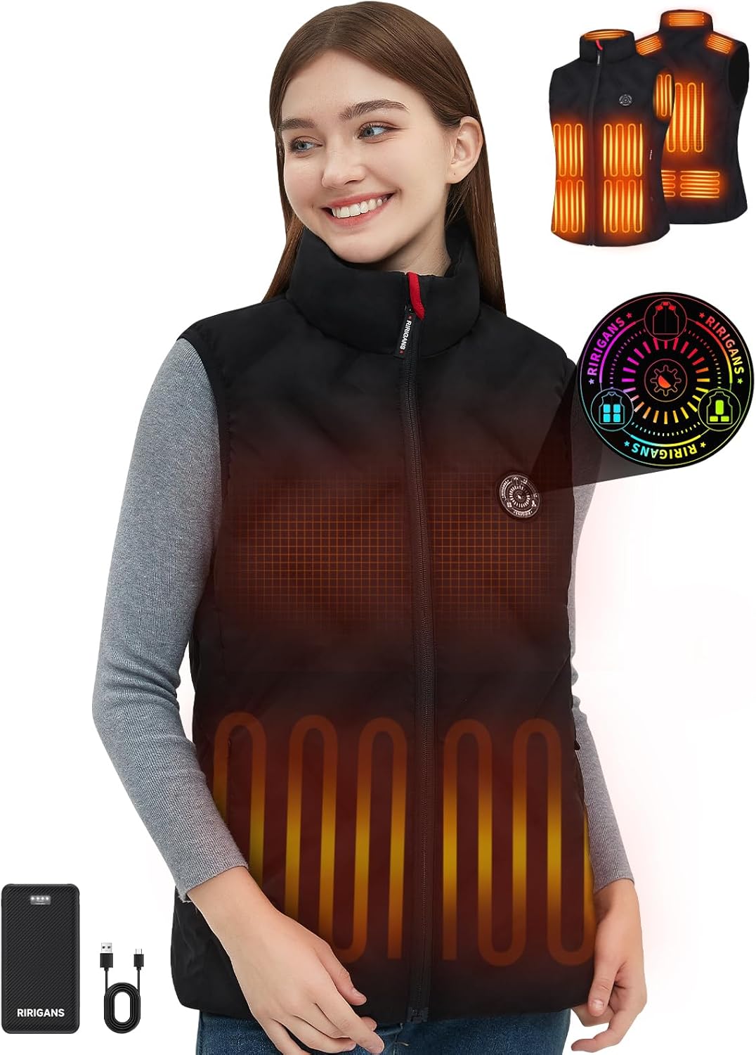 Men's and Women's Heated Vest with 16000mAh Battery Pack