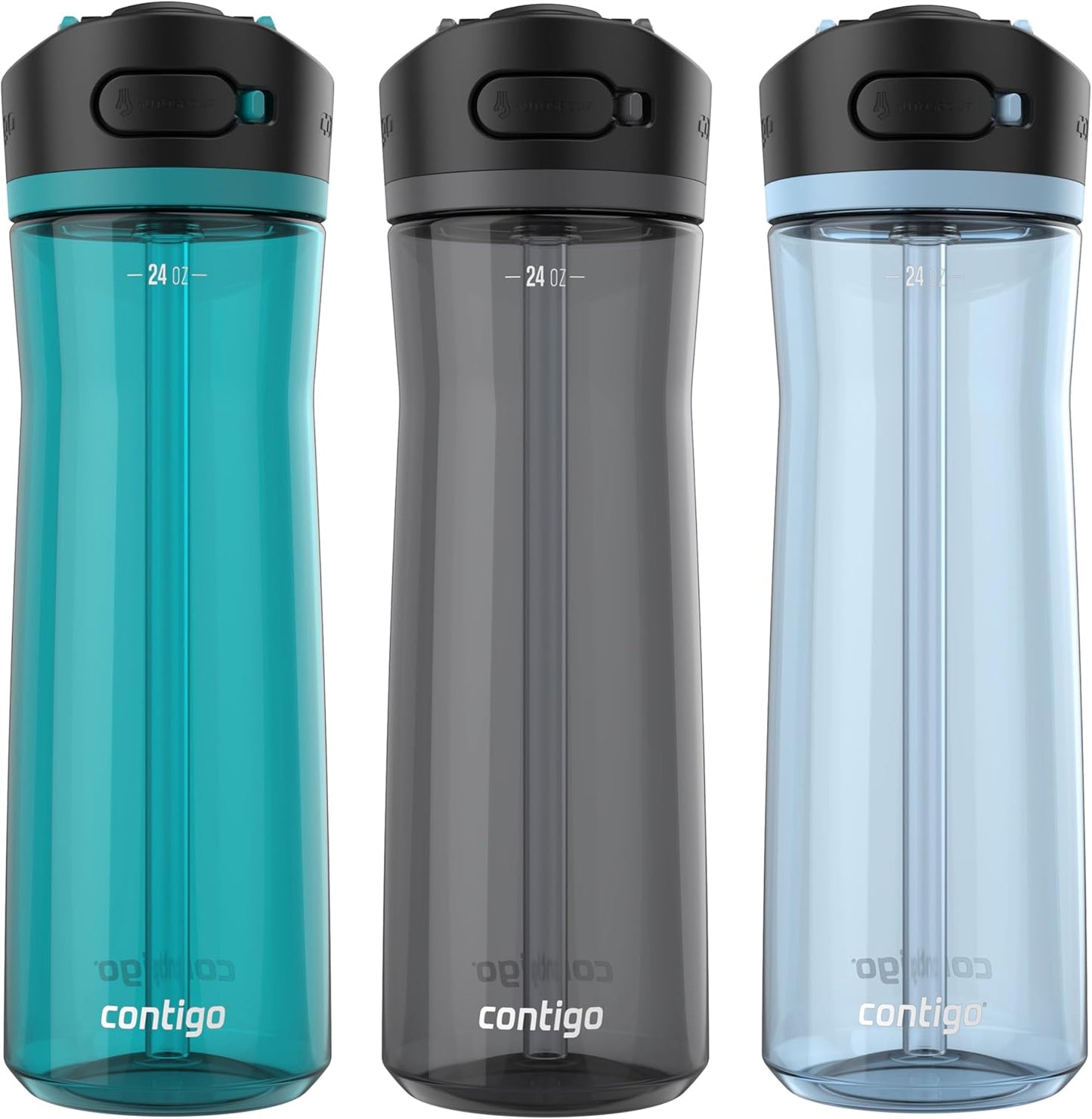Contigo AUTOSPOUT Water Bottle 24 oz Leakproof Design 3-Pack