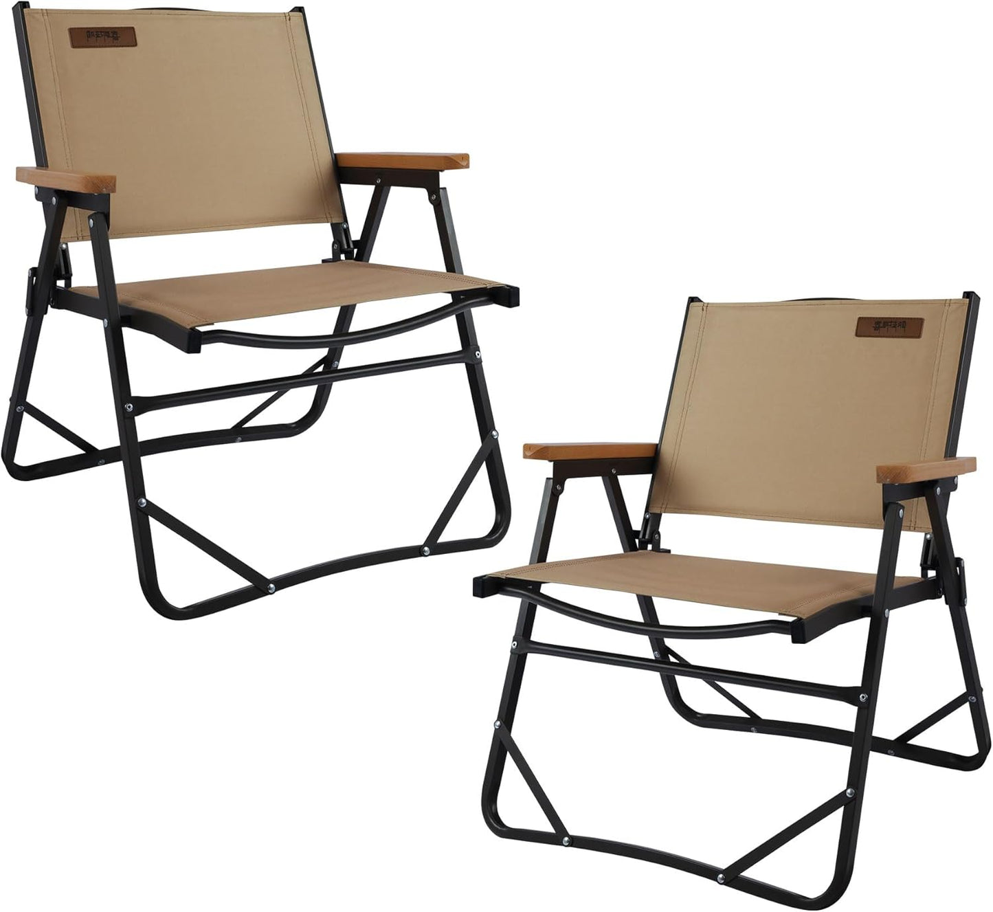 Ultra-Light Beach Chairs: Gravel Brown, Wood Armrests (2)
