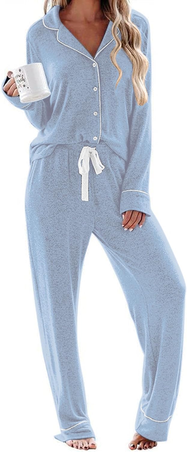 Ekouaer Women's Pajamas Long Sleeve Sleepwear for Comfort