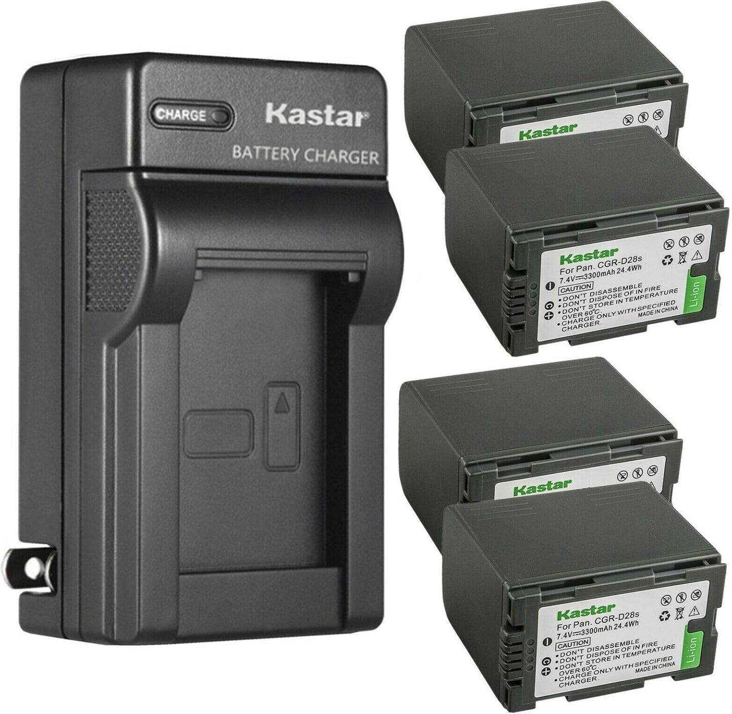 Kastar 4-Pack CGR-D28 Battery and AC Wall Charger Replacement