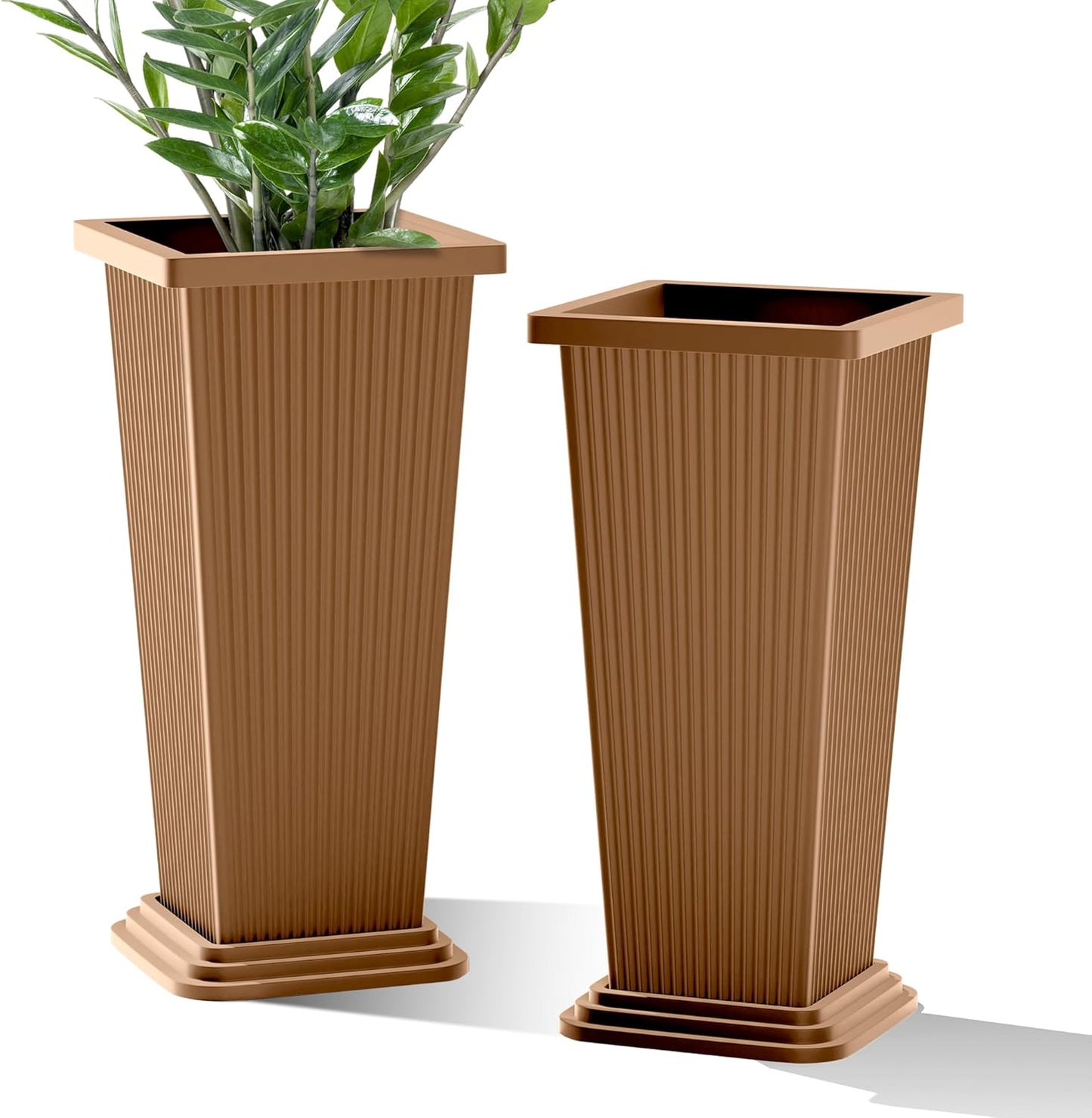 Tall Planters for Outdoor Plants - 24 Inch Weather-Resistant Pots