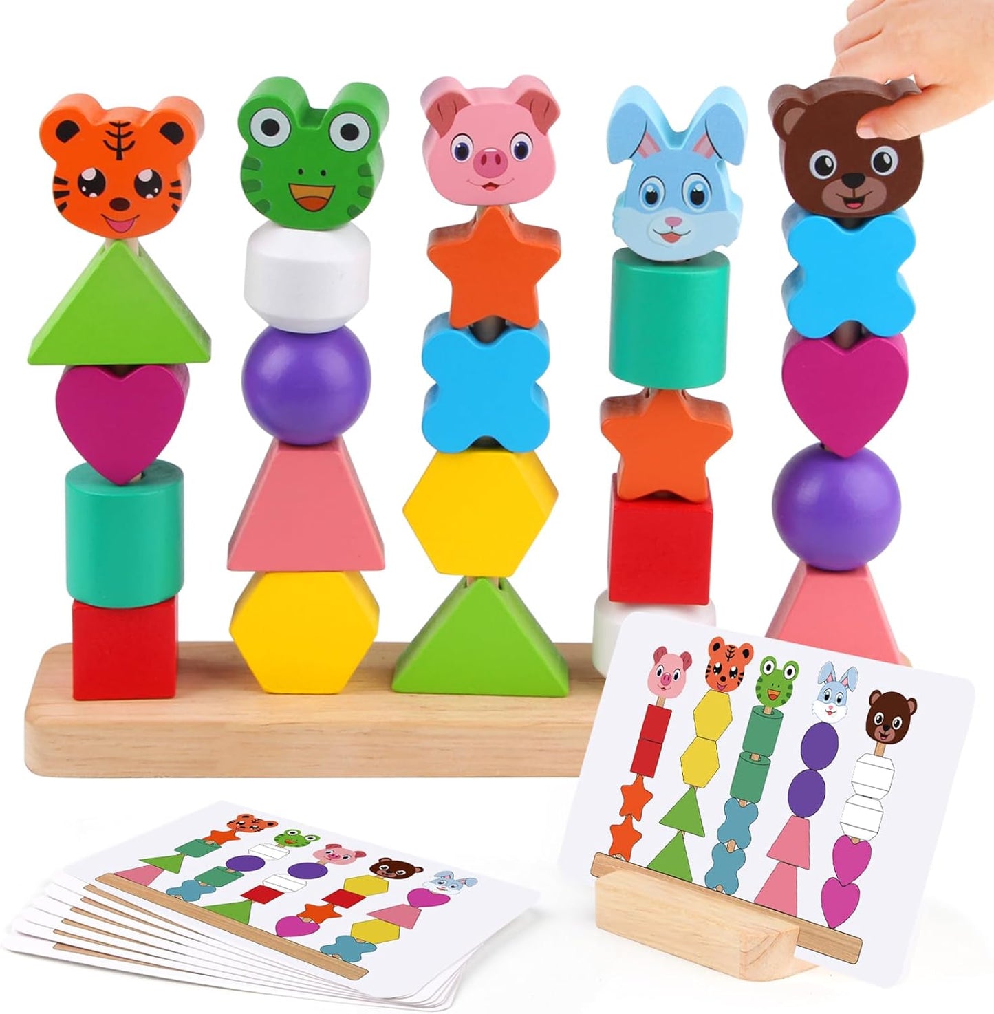 Montessori Wooden Animal Bead Toy Set - Early Learning Fun!