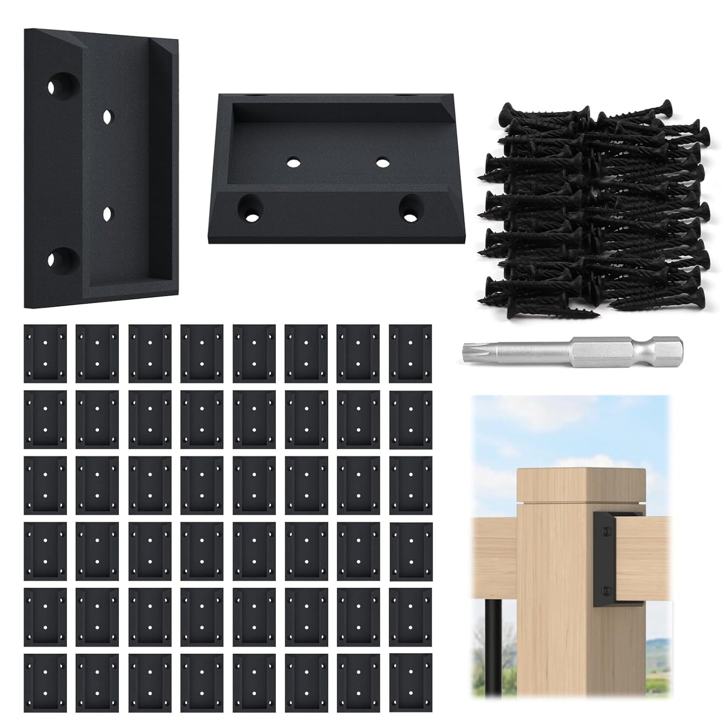 Muzata Deck Railing Brackets Connectors for 2x4 Wood Posts