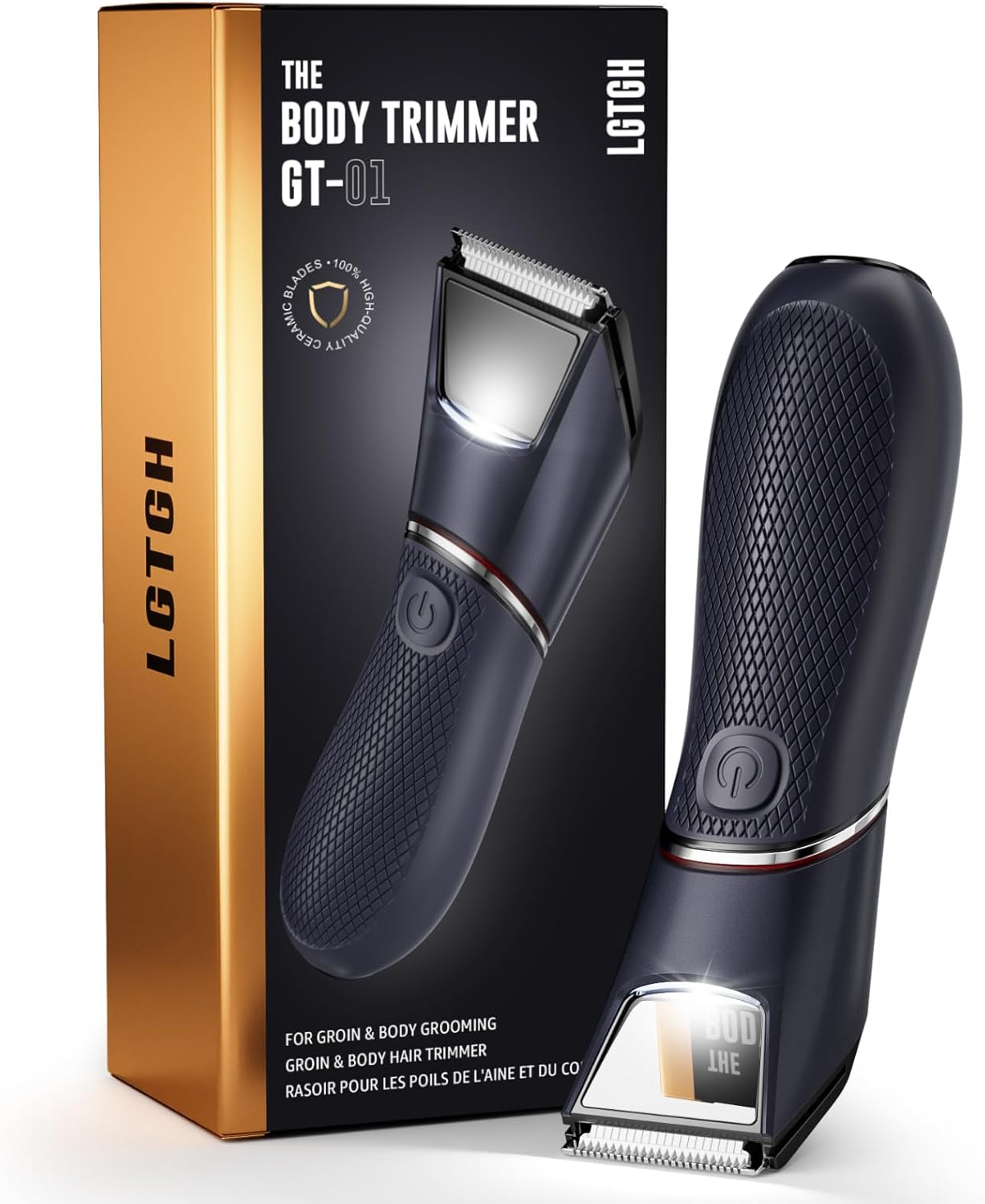 Body Hair Trimmer for Men with LED Light & Travel Lock