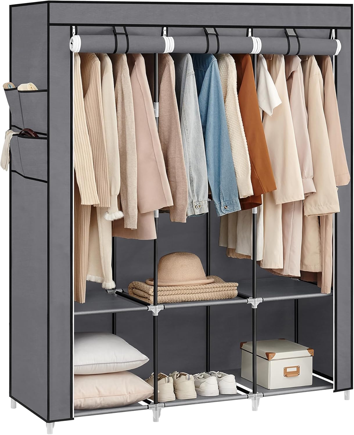 SONGMICS Portable Closet Organizer with Cover and Shelves