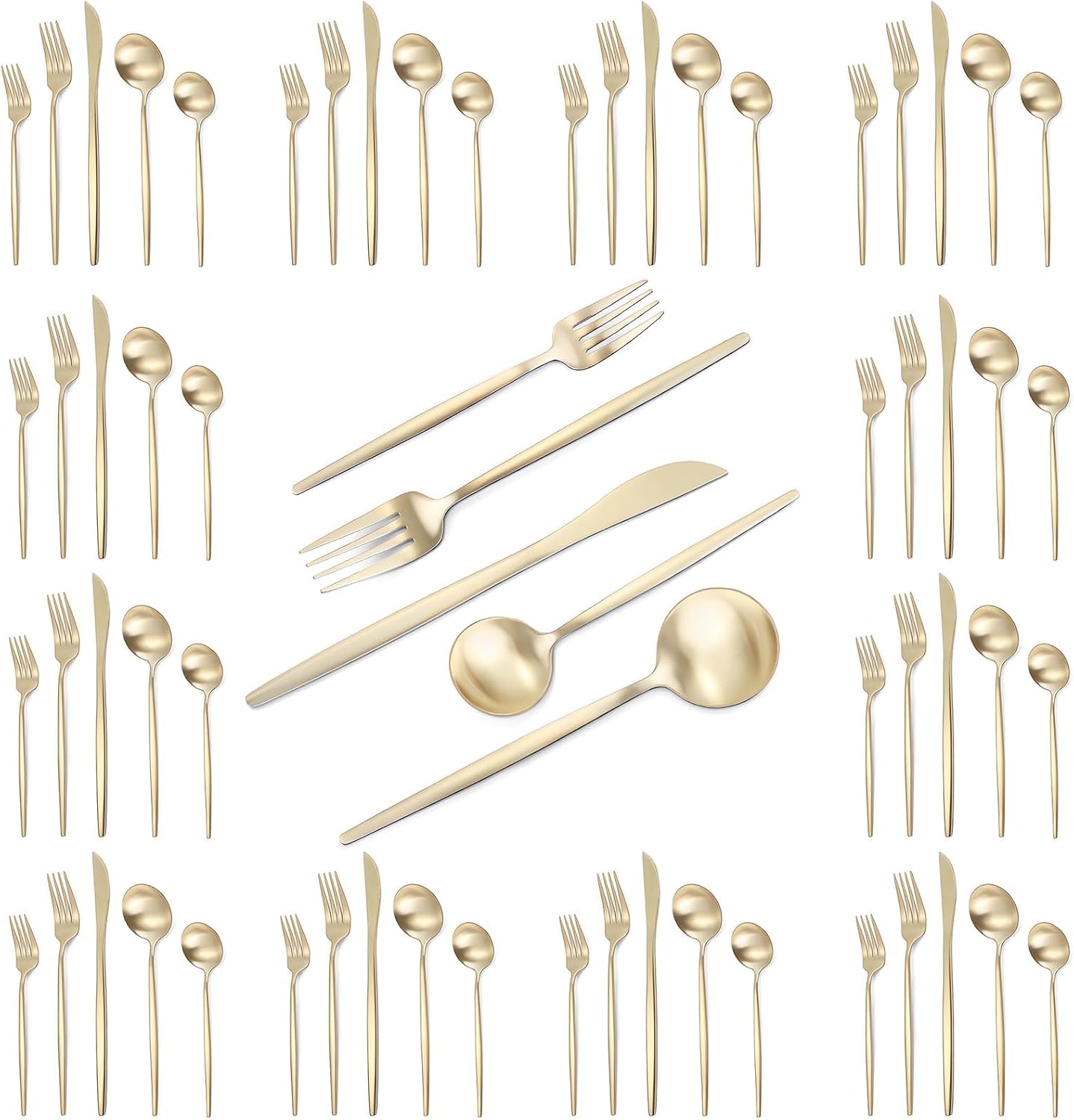 Champagne Gold Silverware Set - 60-Piece Flatware for 12