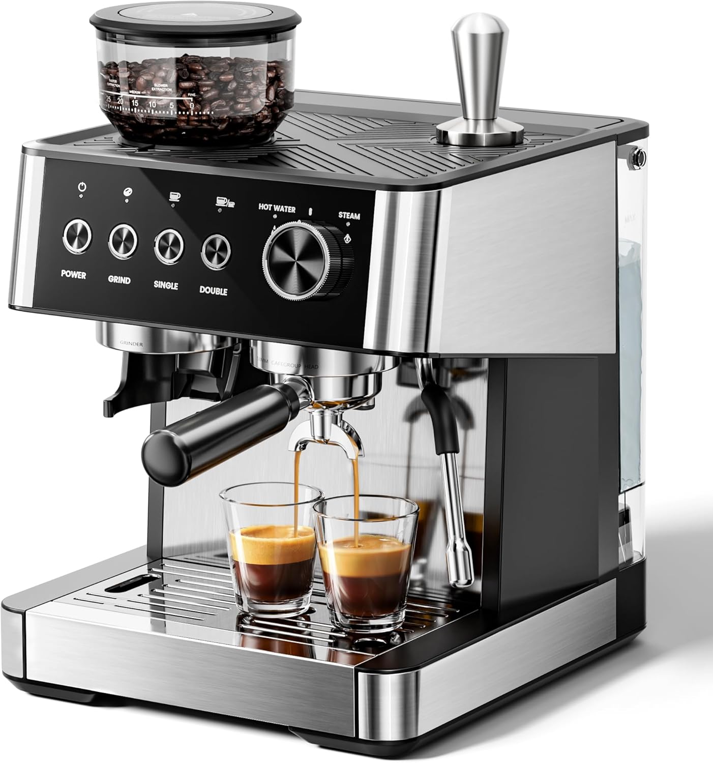 Kismile 20 Bar Espresso Maker with Grinder - Perfect Crema Every Time!