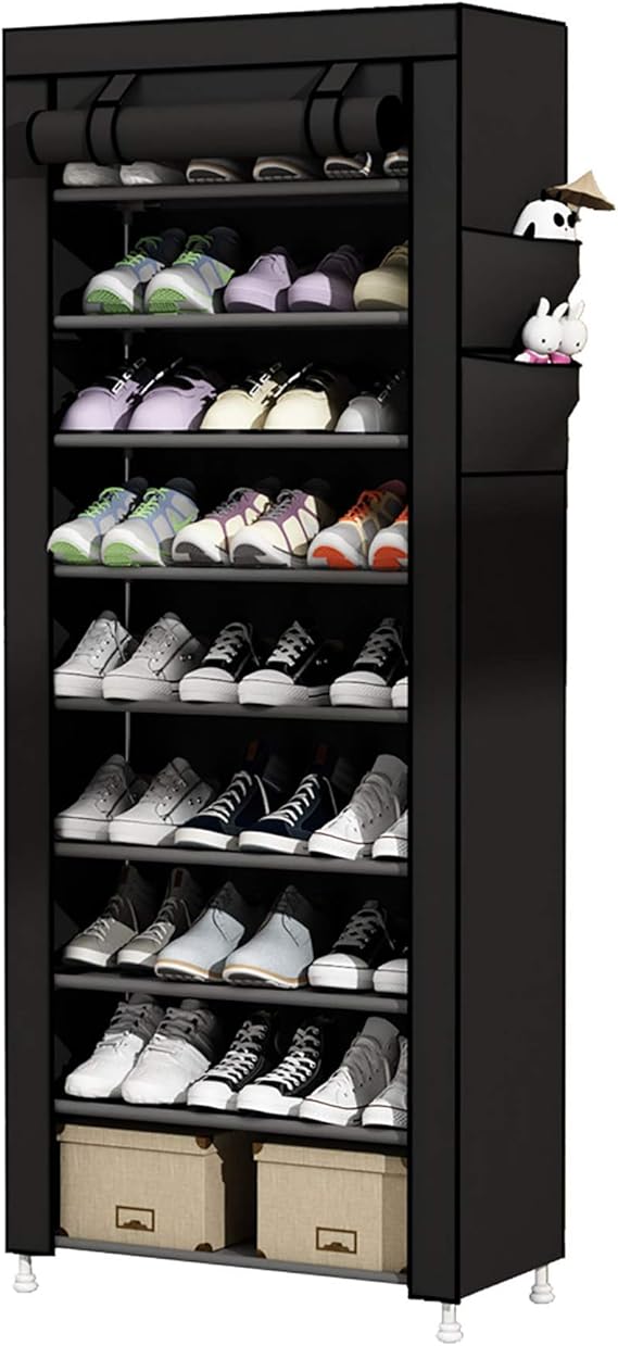 UDEAR 9 Tier Shoe Rack with Dustproof Cover for Organized Storage