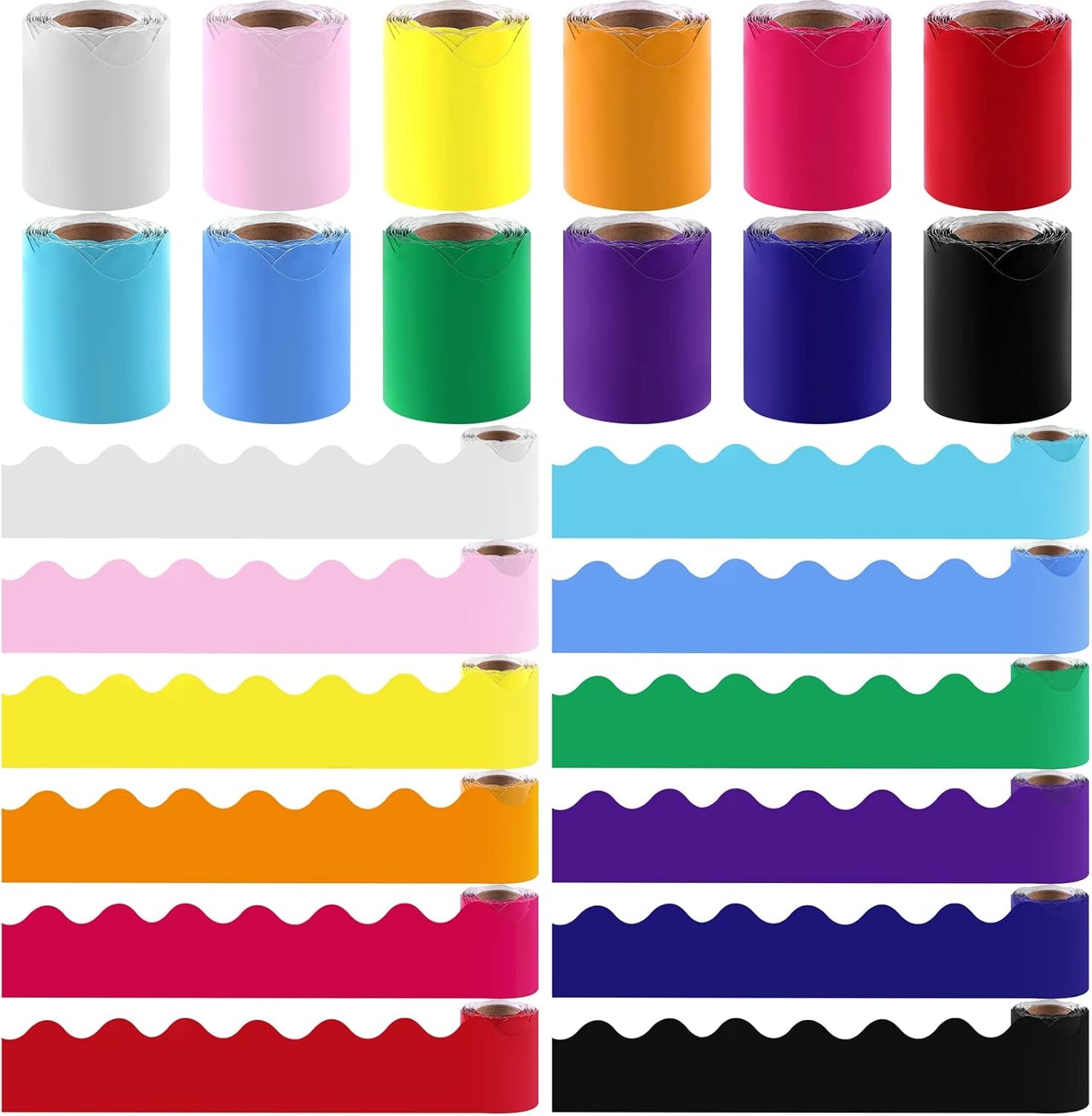 Elcoho 12 Rolls Scalloped Bulletin Board Borders for Classroom