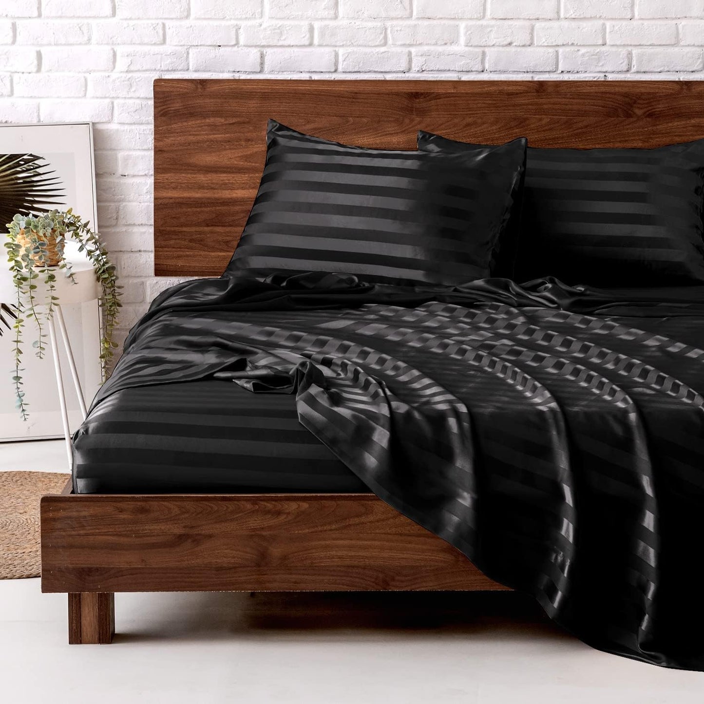 MR&HM King Size Satin Bed Sheets Set for Luxurious Comfort