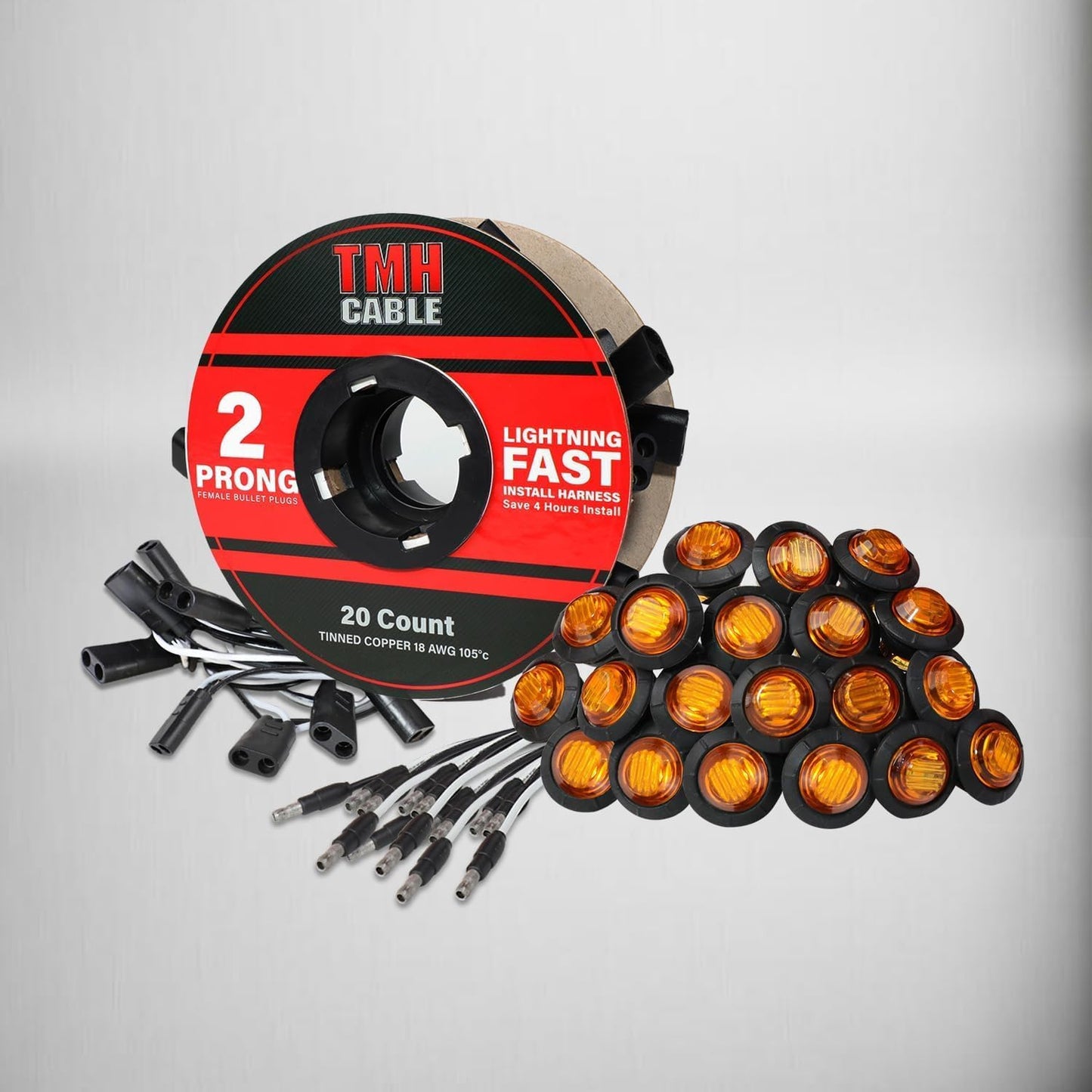 TMH 20 Pcs 3/4 Inch Amber Side Marker Lights for Easy Install